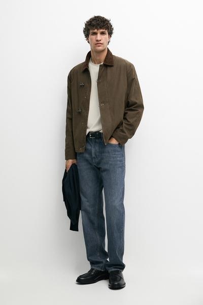 Massimo Dutti Куртка с кожаной отделкой воротника купить с доставкой.