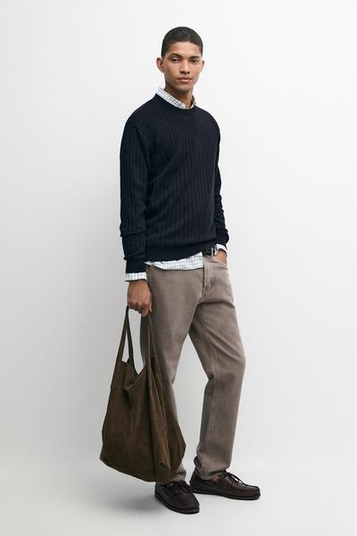 Massimo Dutti Свитер из 100% хлопкового трикотажа в рубчик