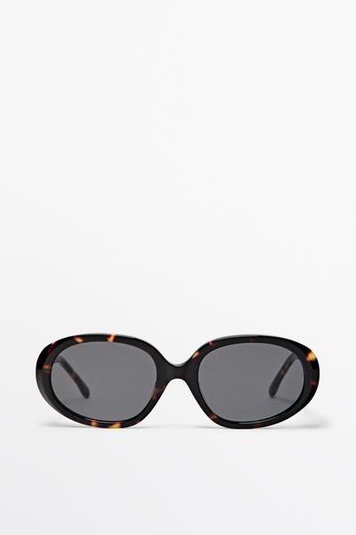 Massimo Dutti Овальные солнцезащитные очки с эффектом черепаховой оправы