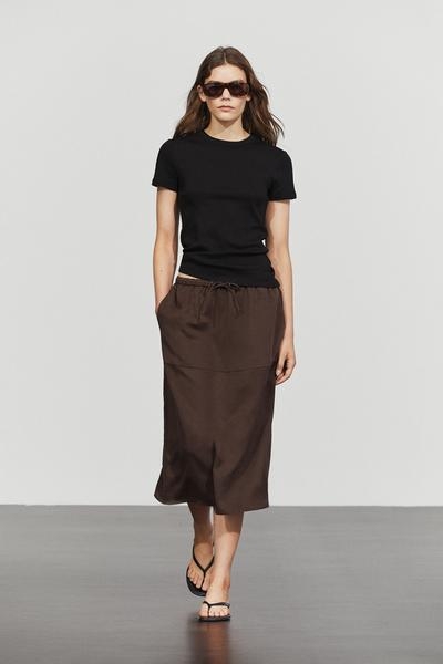 Massimo Dutti Миди-юбка в складку с кулиской