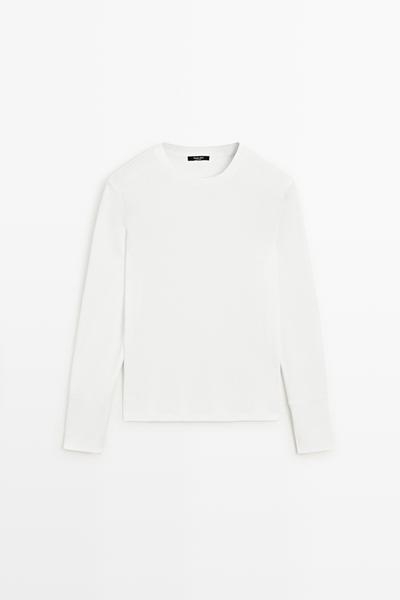 Massimo Dutti Футболка с длинным рукавом из 100% хлопка