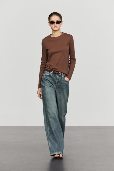 Massimo Dutti Футболка с длинным рукавом из 100% хлопка