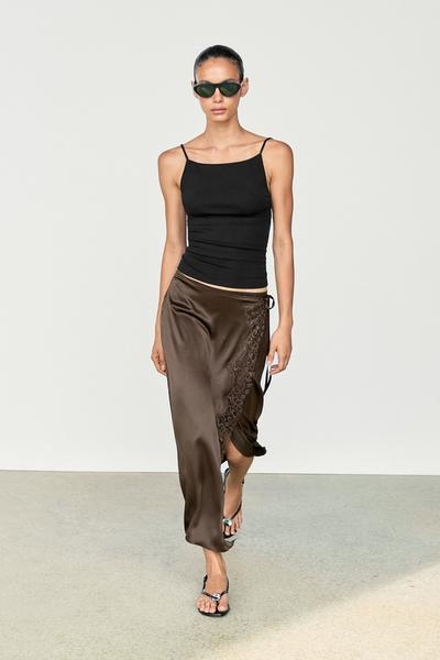 Massimo Dutti Топ на тонких бретелях из хлопкового микса купить с доставкой.