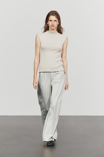 Massimo Dutti Вязаный топ с высоким воротником из хлопковой смеси MASSIMO DUTTI