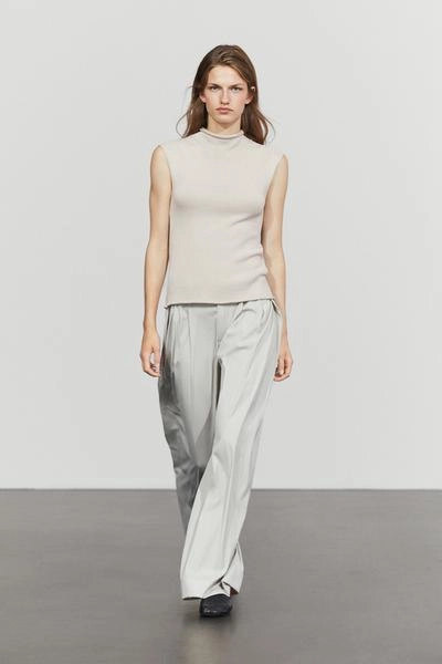 Вязаный топ с высоким воротником из хлопковой смеси massimo dutti