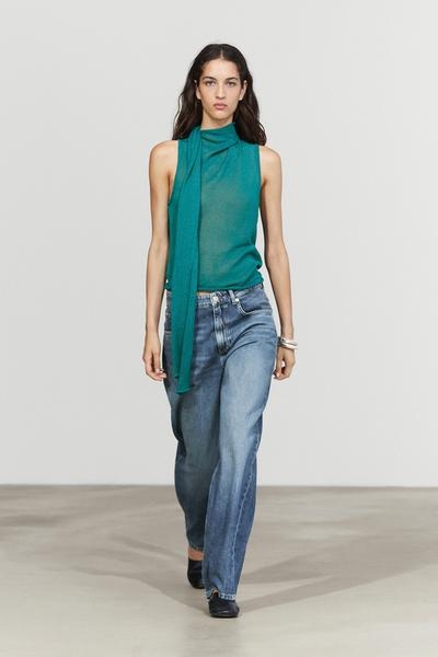 Massimo Dutti Топ с высоким воротником и шарфом купить с доставкой.