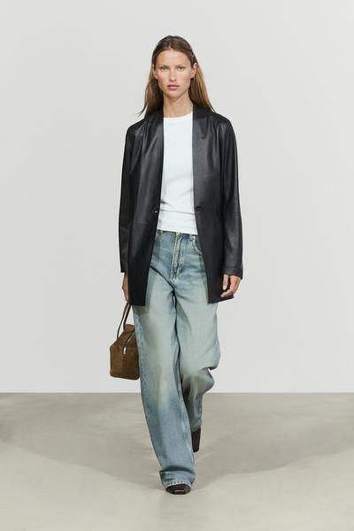 Massimo Dutti Пиджак из наппы из 100% овчинной кожи с одним пуговицами купить с доставкой.