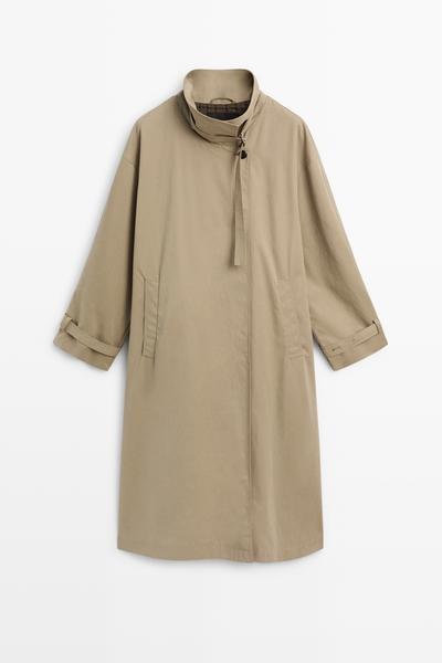 Massimo Dutti Длинное тренч-пальто с пряжкой купить с доставкой.