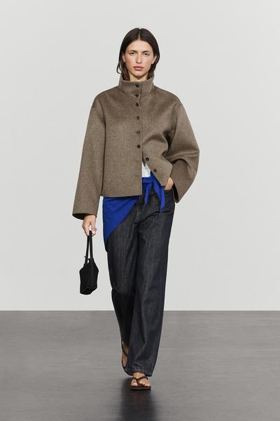 Massimo Dutti Куртка с воротником-стойкой из шерстяной смеси
