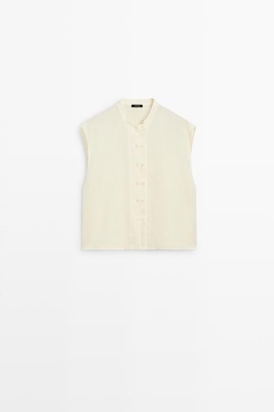 Massimo Dutti Свободная рубашка из 100% льна с декоративными пуговицами купить с доставкой.