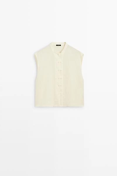 Massimo Dutti Свободная рубашка из 100% льна с декоративными пуговицами