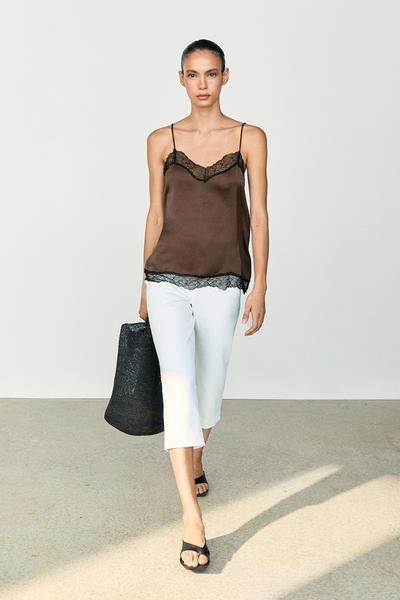 Контрастный топ-комбинация с кружевом massimo dutti- Заказать в России