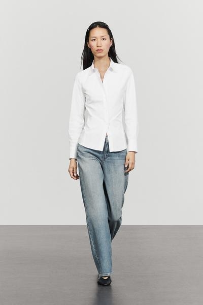 Massimo Dutti Рубашка из поплина с хлопковой смесью