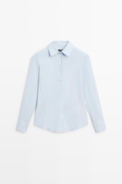 Massimo Dutti Рубашка из поплина с хлопковой смесью