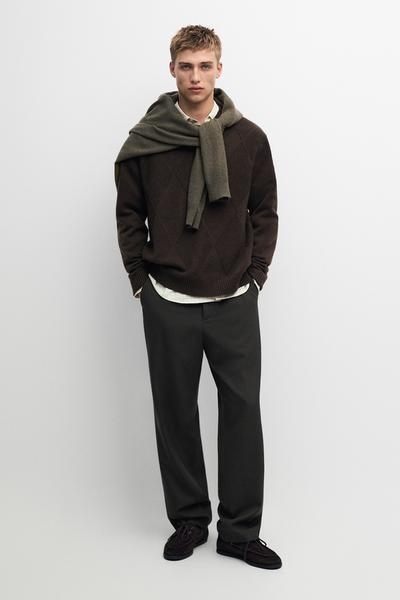 Massimo Dutti Джемпер из кашемирово-шерстяной смеси с круглым вырезом