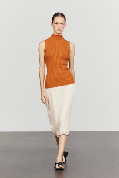 Massimo Dutti Топ вязаный с отложным воротником-стойкой купить с доставкой.