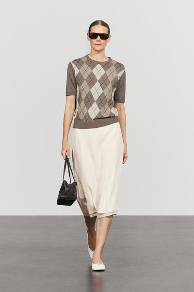 Massimo Dutti Свитер с короткими рукавами и узором в ромб