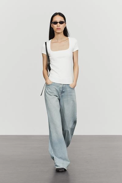 Massimo Dutti Футболка с короткими рукавами и квадратным вырезом