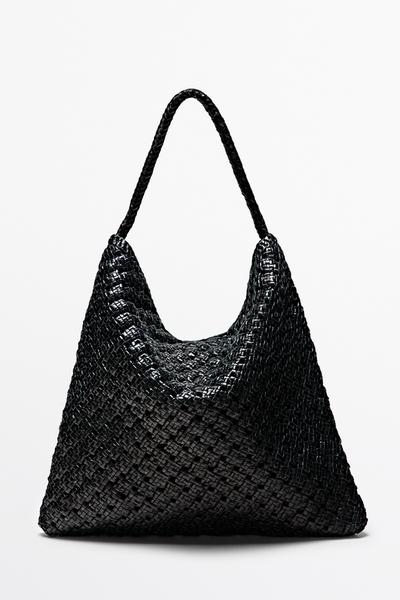 Massimo Dutti Плетеная сумка из кожи наппа купить с доставкой.