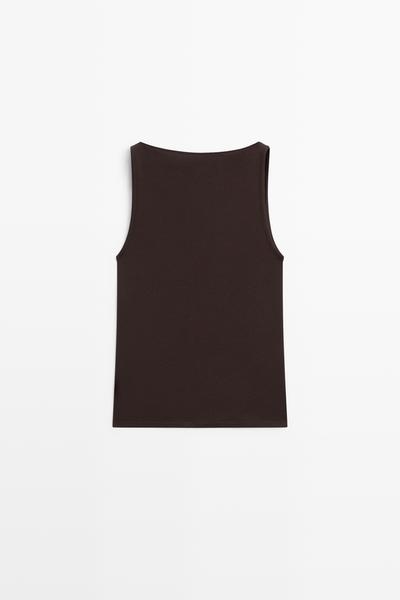Massimo Dutti Футболка с прямым вырезом из 100% хлопка