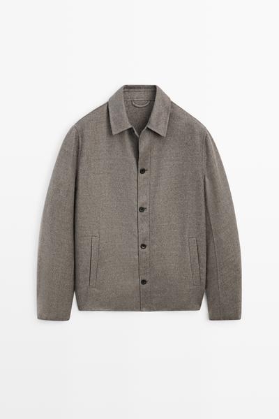 Massimo Dutti Рубашка из смесовой шерсти с пуговицами купить с доставкой.