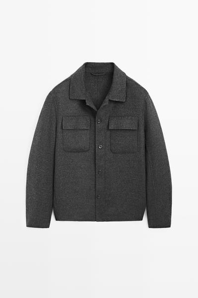 Massimo Dutti Рубашка из шерстяного смешанного материала с карманами купить с доставкой.