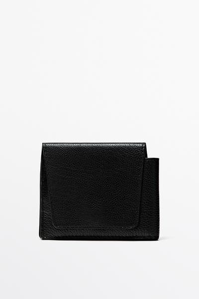 Massimo Dutti Кошелек с клапаном из кожи наппа