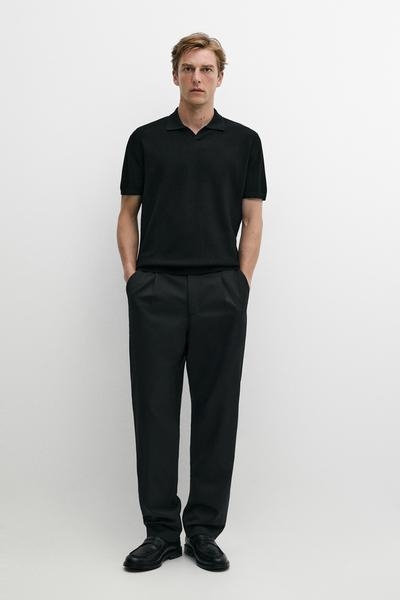 Massimo Dutti Вязаное поло с короткими рукавами из шерстяного смешанного материала