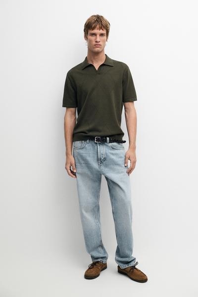 Massimo Dutti Поло из 100% хлопка с жаккардовым узором