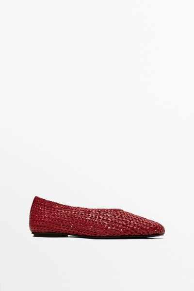 Massimo Dutti Балетки из кожи с плетением
