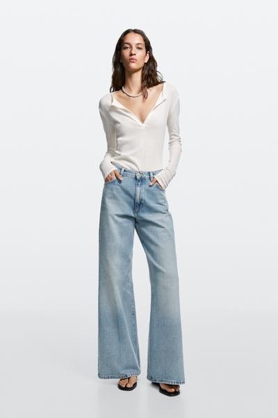 Massimo Dutti Джинсы палаццо с высокой талией
