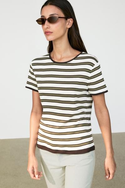 Massimo Dutti Футболка в полоску с короткими рукавами из 100% хлопка купить с доставкой.