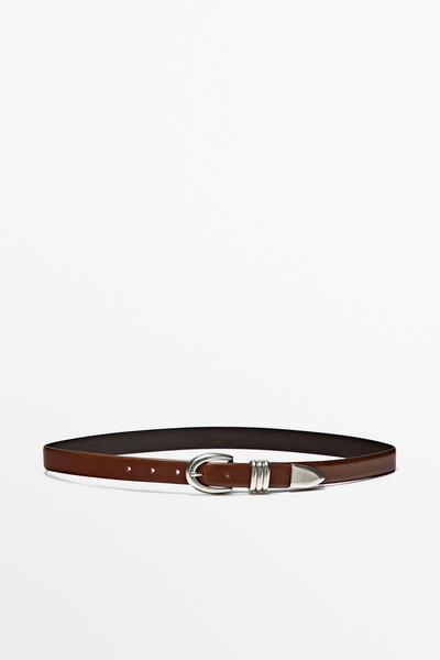 Massimo Dutti Ремень из кожи наппа с металлической деталью купить с доставкой.