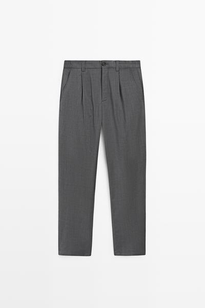 Massimo Dutti Прямые брюки из 100% шерсти