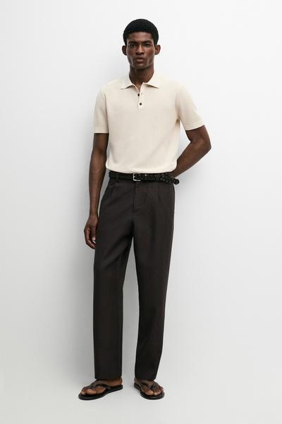 Massimo Dutti Поло с воротником на пуговицах из 100% хлопка