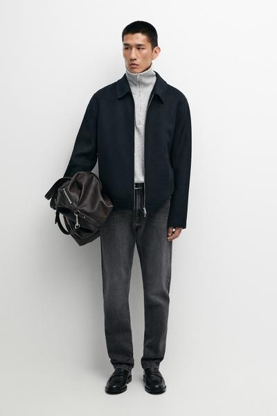 Massimo Dutti Куртка на молнии из смесовой шерсти
