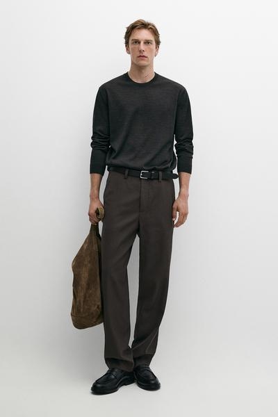 Massimo Dutti Свитер с круглым вырезом из 100% мериносовой шерсти