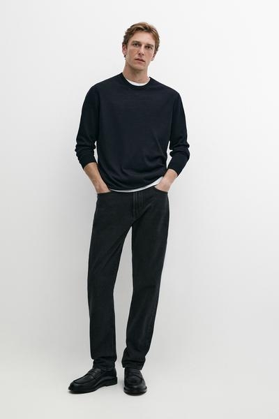 Massimo Dutti Свитер с круглым вырезом из 100% мериносовой шерсти