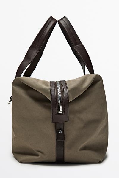 Massimo Dutti Дорожная сумка с элементами из кожи наппа