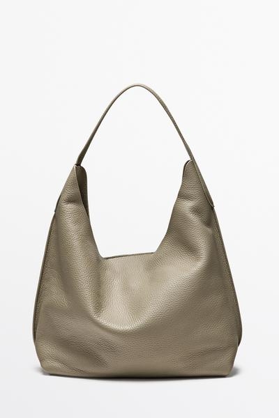 Massimo Dutti Средняя сумка через плечо из кожи наппа