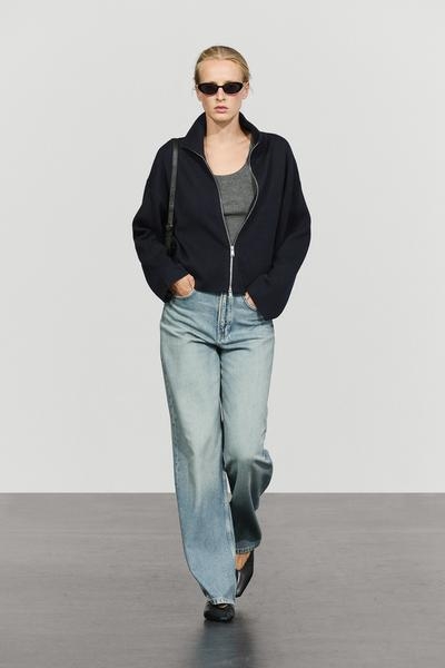 Massimo Dutti Вязаная хлопковая куртка на молнии