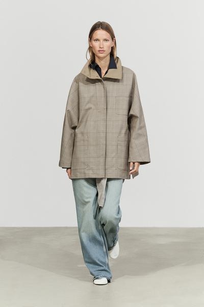 Massimo Dutti Куртка с высоким воротником из хлопкового бленда в клетку