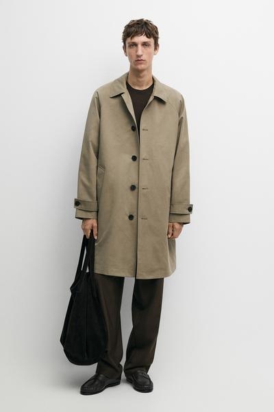 Massimo Dutti Оверсайз длинное тренч-пальто из 100% хлопка купить с доставкой.