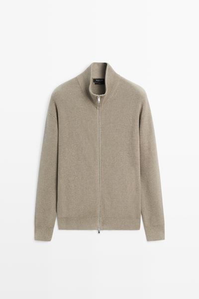 Massimo Dutti Кардиган из ребристого трикотажа из 100% хлопка