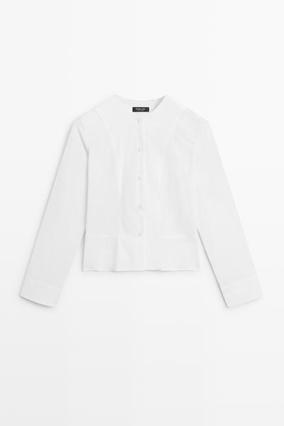 Massimo Dutti Рубашка из поплина с деталями на воротнике купить с доставкой.