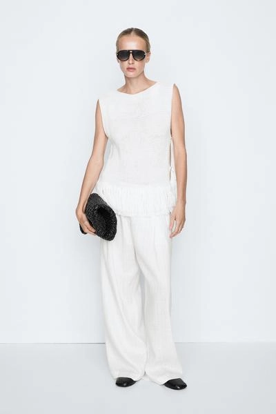 Топ с бахромой из трикотажа massimo dutti- Заказать в России