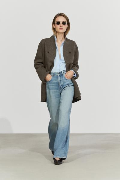 Massimo Dutti Пальто средней длины с двубортной застежкой и декоративными пуговицами купить с доставкой.