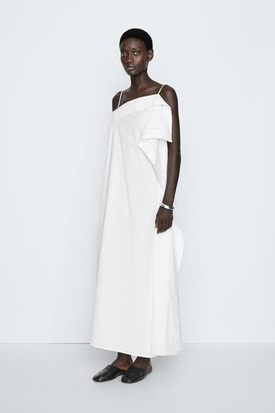 Massimo Dutti Ассиметричное миди-платье с оборками - STUDIO