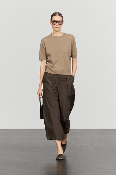 Massimo Dutti Вязаный свитер с короткими рукавами из смеси шерсти