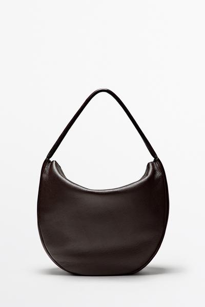 Massimo Dutti Средняя сумка-мешок из кожи наппа